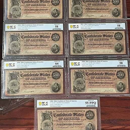 PCGS Graded, Confederate States of America Notes. ........_confederate _banknotes _pcgs _papermo1